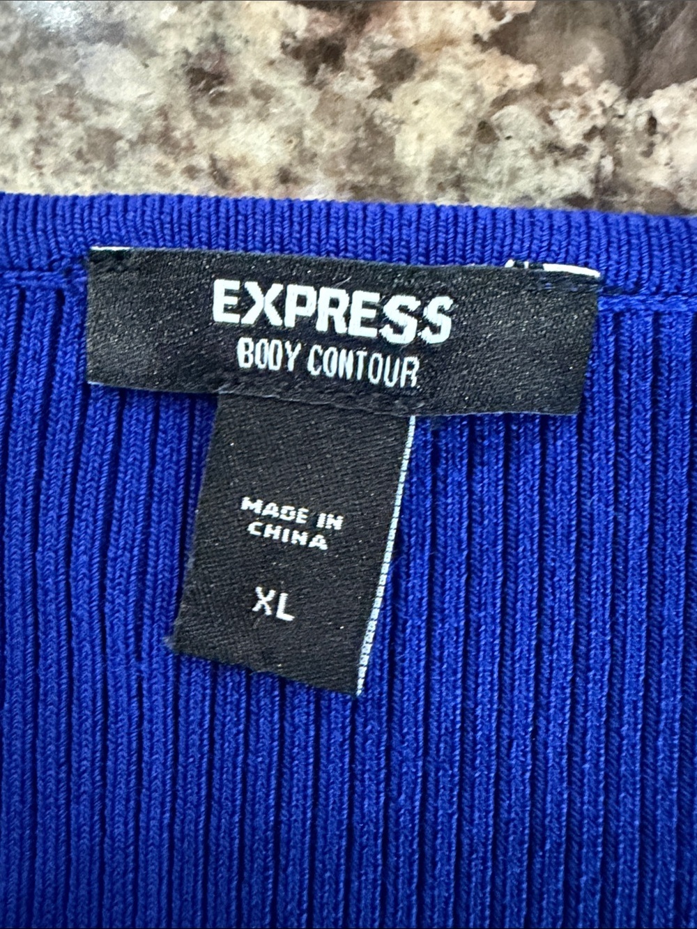 Express Royal Blue Ribbed Button-Front Cardigan - Picture 3 of 5